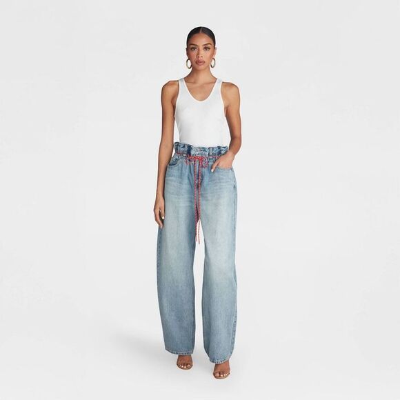 KBB by Kahlana -  Women's Barrel Leg 'The Paper Bag J Light Wash - Picture 3 of 3